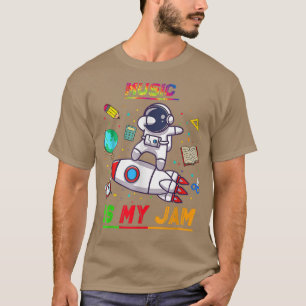 Camiseta Música é meu astronauta emperrado de volta à escol
