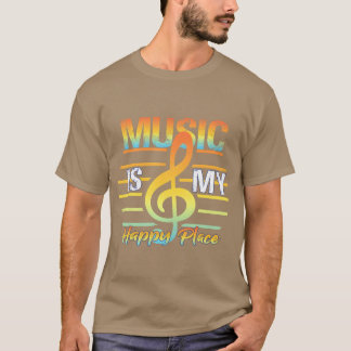 Camiseta Música É Meu Lugar Feliz Mulheres Musicais Vintage