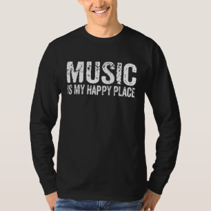 Camiseta Música É Meu Lugar Feliz Músico Inspirador
