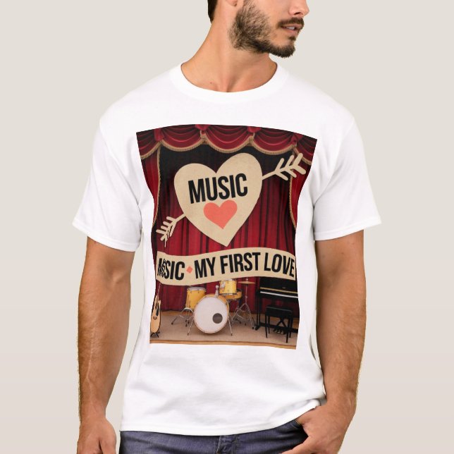 Camiseta Música É Meu Primeiro Amor (Frente)