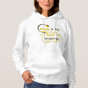 Camiseta Música é minha língua amorosa, frase romântica