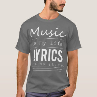 Camiseta Música é minha vida, letras são minha história, am