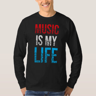 Camiseta Música É Minha Vida Longa, Rock And Roll