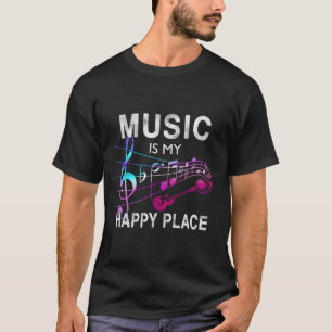 Camiseta Música é o meu lugar feliz, inspirando novidade mu