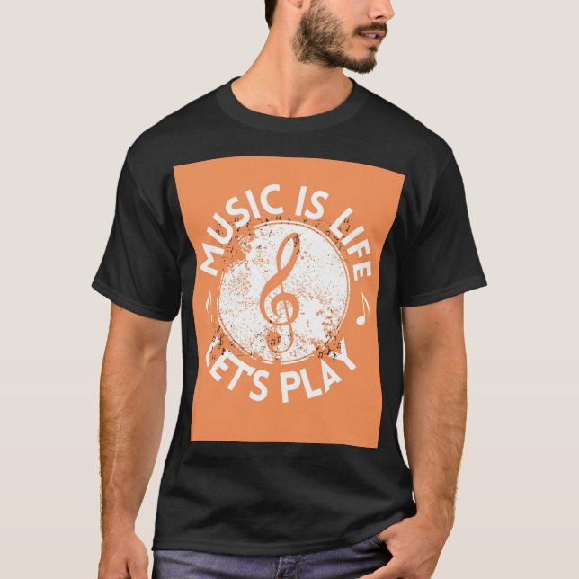 Camiseta Música É Vida – Vamos Tocar (Frente)