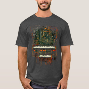 Camiseta Música Eletrônica com Teclado de Sintetizador Modu