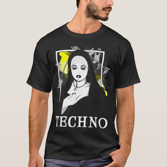 Camiseta Música Eletrônica de Bass Eletrônica de Nun Religi (Frente)