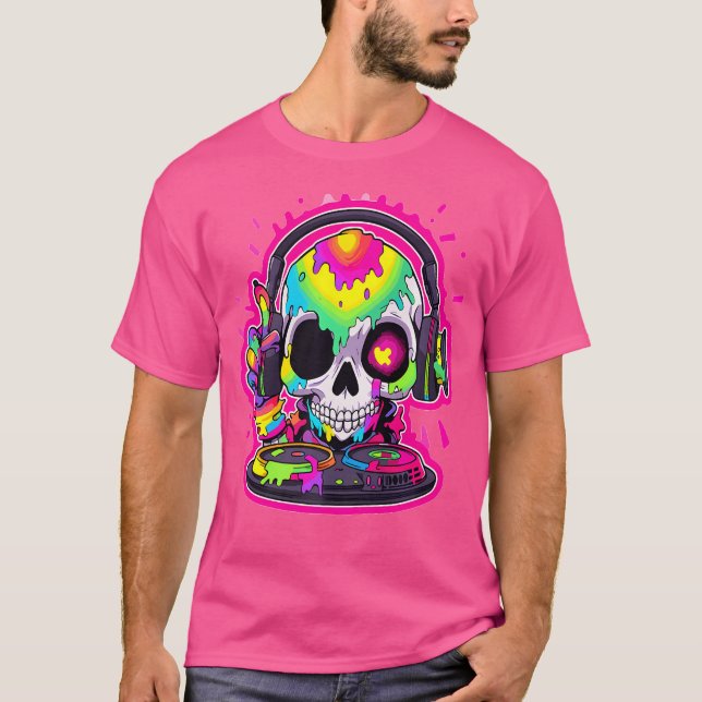 Camiseta Música Eletrônica Dj Skull Edm Rave (Frente)