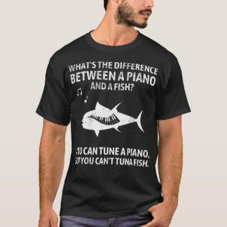 Camiseta Música Engraçada de Peixe Atum no Piano Sarcástica