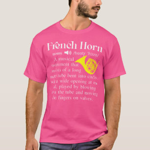 Camiseta Música Engraçada, Francês Horn Noun Definição Para