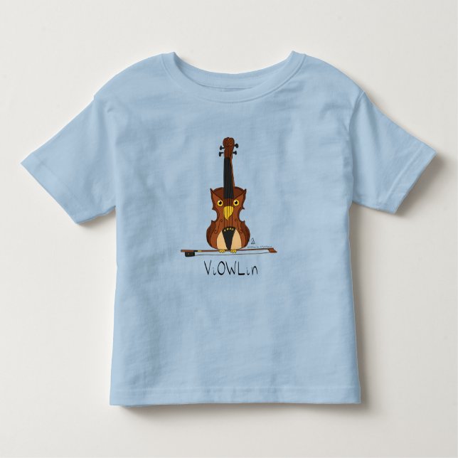 Camiseta Música Engraçada Violin Cute Owl Musical Kids (Frente)