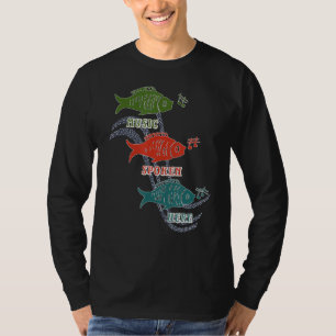 Camiseta Música Falada Aqui Peixes Notas Musicais