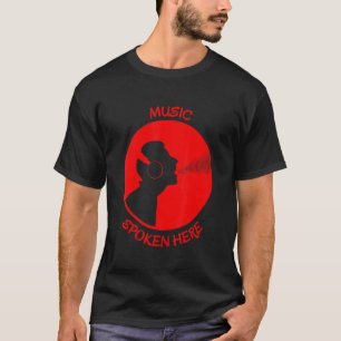 Camiseta Música Falada Aqui Vinyl Record Singer Red