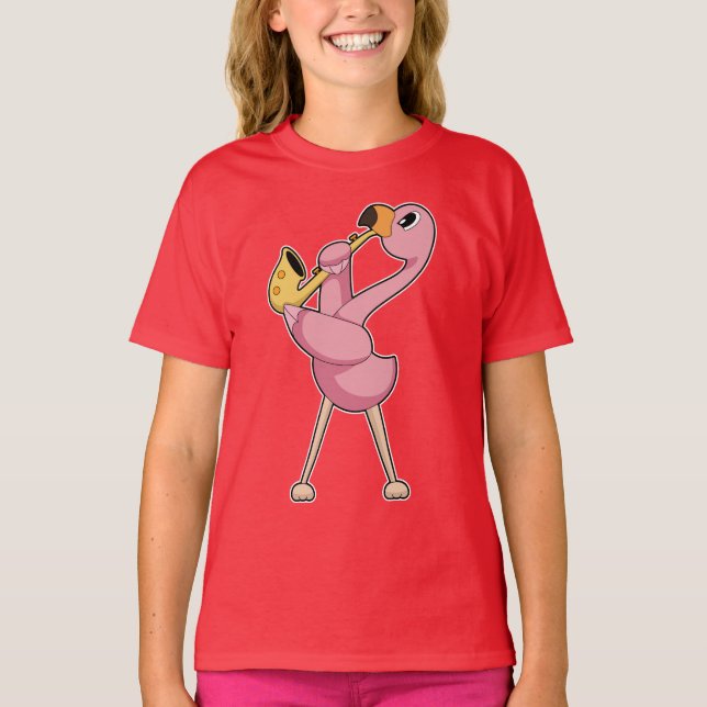 Camiseta Música Flamingo Musicista Saxofone (Frente)