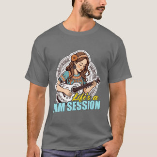 Camiseta Música Folclórica Vive Uma Sessão Jam Entusiasta M