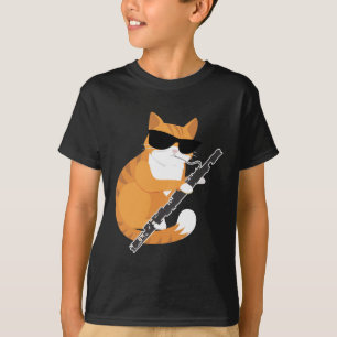 Camiseta Música Gato Sol Óculos Bassonianos Músico Bassoon