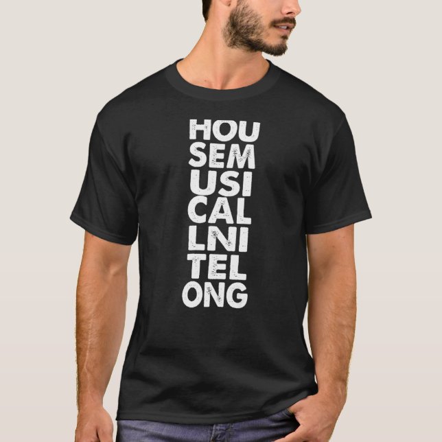 Camiseta Música House All Night Long EDM DJ (Frente)