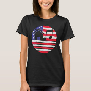 Camiseta Música House - Bandeira Vintage dos EUA Pôr do Sol