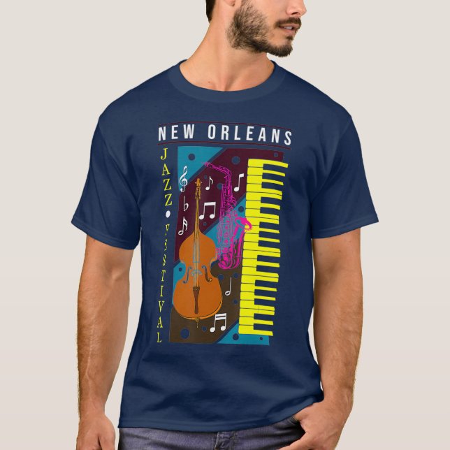 Camiseta Música Jazz New Orleans Music Festival Musical (Frente)