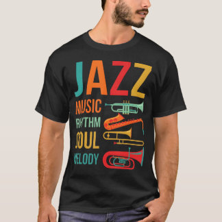 Camiseta Música Jazz Ritmo Alma Melodia Instrumentos Retro