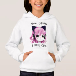 Camiseta Música, Jogos e Gatinhos | Menina de anime