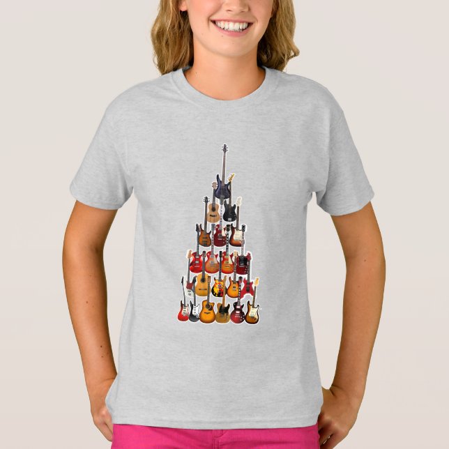 Camiseta Música Light Rock De Árvore De Violão (Frente)