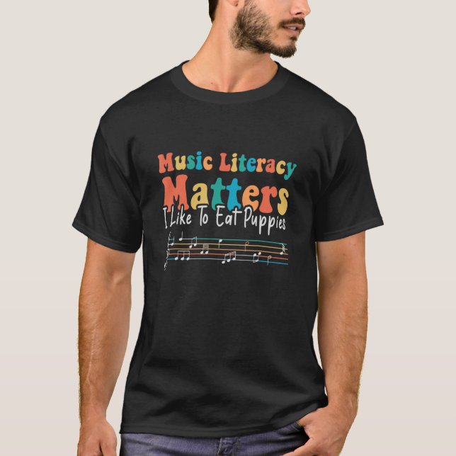 Camiseta Música Literacia Assuntos Que Eu Gosto De Comer Ca (Frente)