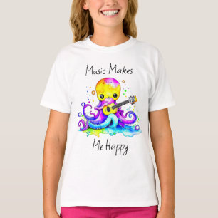 Camiseta Música Me Faz Feliz   Polvo Tocando Violão