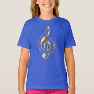 Camiseta Música, música, música, clave de sol em ouro,