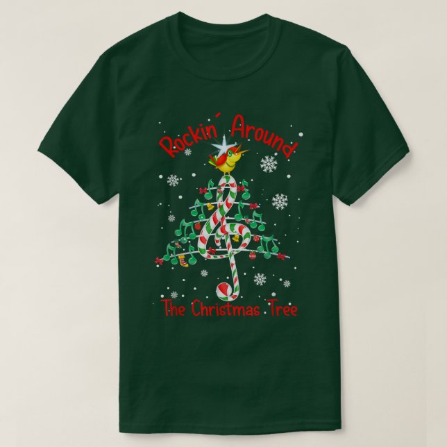 Camiseta Música Nota De Música Em Árvore De Natal (Frente do Design)