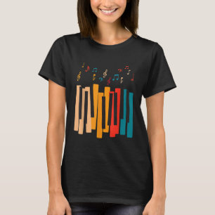 Camiseta Música Notas Coloridas Piano Player Música L