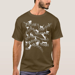 Camiseta Música Notas Músicas Gato Gato Bastão Clássico