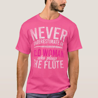 Camiseta Música Nunca Subestima Uma Mulher Velha A Flauta P