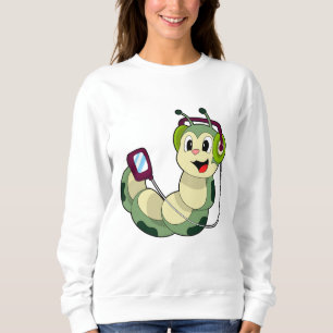 Camiseta Música para auscultadores da lagarta