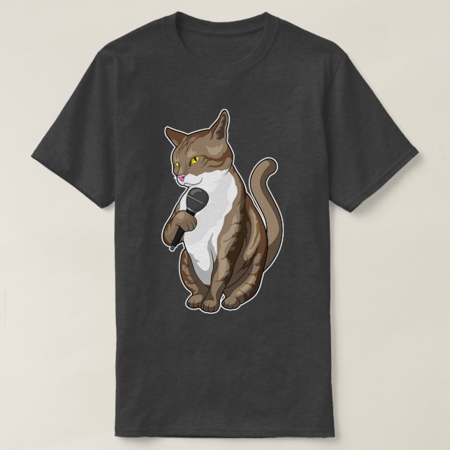 Camiseta Música para microfone de Cat Singer (Frente do Design)