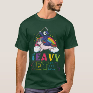 Camiseta Música Pesada Heavy Metal Unicórnio Esqueleto Rock