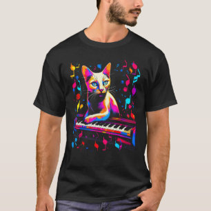 Camiseta Música Piano Gato Siames