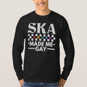 Camiseta Música Queer Ska me fez gay 2 tons Xadrez Chuva