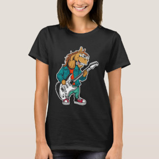 Camiseta Música Retro de Rock de Guitarra de Cavalo Fofo