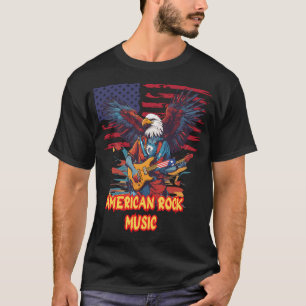 Camiseta Música ROCK AMERICANA, águia americana tocando vio