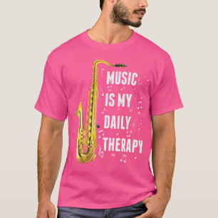Camiseta Música Saxofônica é minha terapia diária músico de