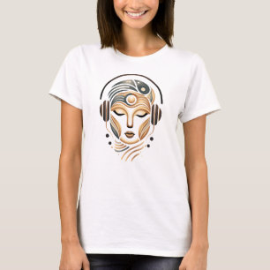 Camiseta Música Zen Minimalista Deusa Geométrica Abstrata