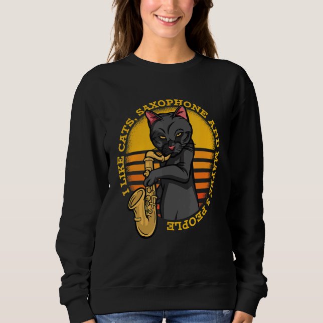 Camiseta Musical Cat Plays Saxophones (Frente)