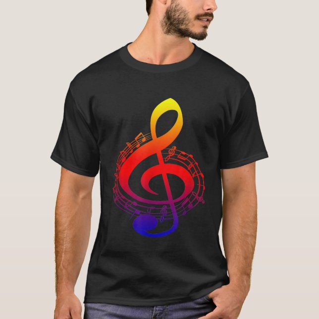 Camiseta Musical Instrumento Musical Music Treble Clef (Frente)