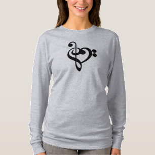 Camiseta Musical Music Heart - Treble Bass Clef