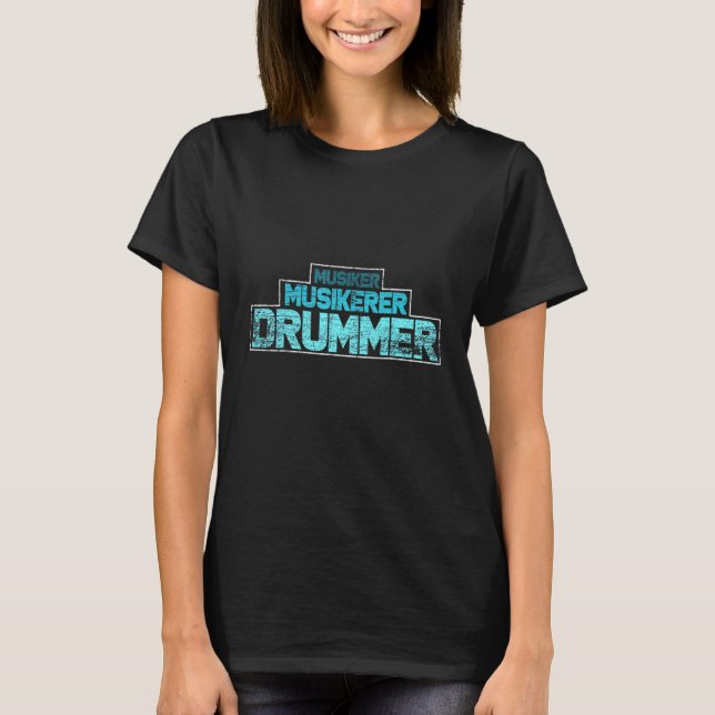 Camiseta Musical Musical Drummer Aumenta Kit de Tambor (Frente)