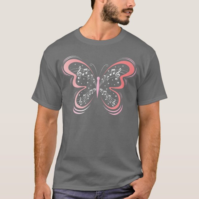 Camiseta Musical Note Butterfly Music Vintage (Frente)