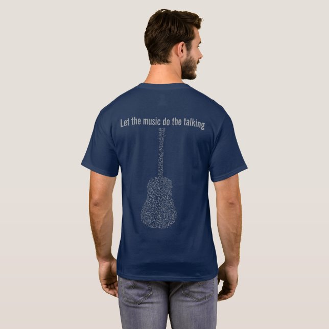 Camiseta Musical Notes Guitar Deixa A Música Falar (Parte Traseira Completa)