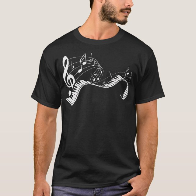 Camiseta Musical Notes Keyboard Pianist Classical Musical (Frente)