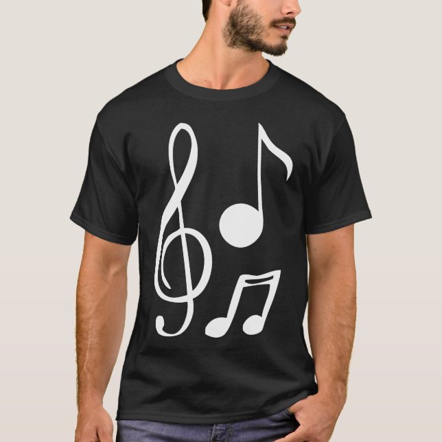 Camiseta Musical Notes Music Clef Guitar Piano Graphic Tee (Frente)